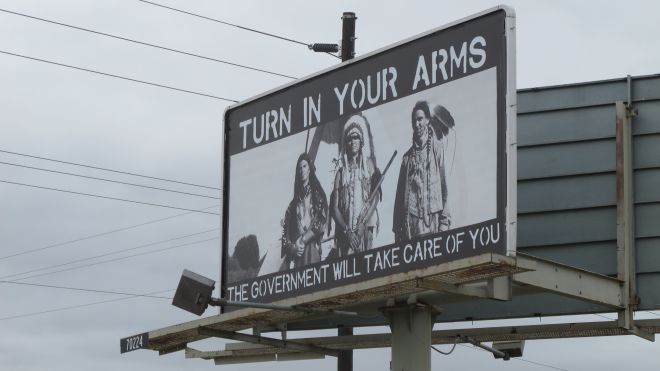 billboard depicting right to bear arms
